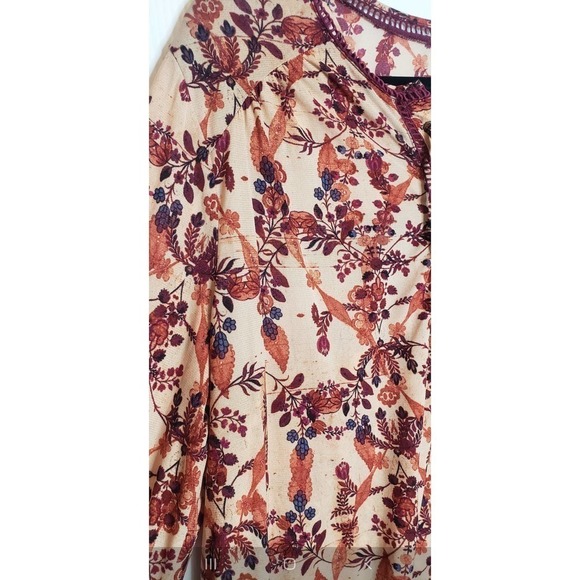 Style & Co Woman Boho Fall Floral Lace Up Front Balloon Long Sleeve Tunic Top 2X - Picture 7 of 11